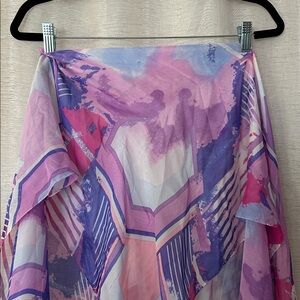 Square silk scarf, pinks and blues
